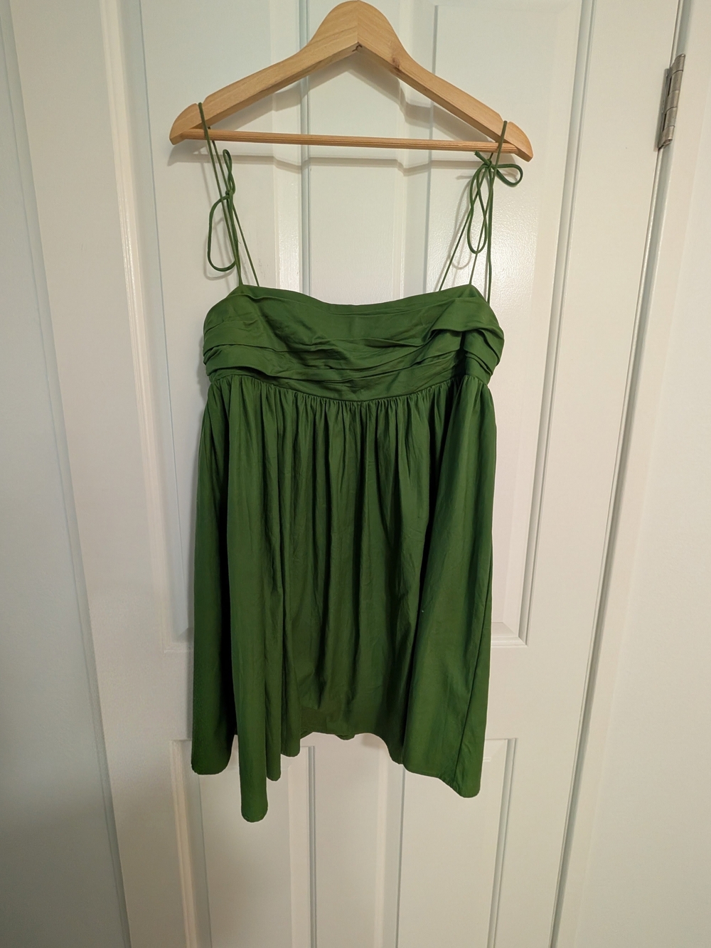 Reformation Olive Green Tie-Shoulder Skater Skirt
